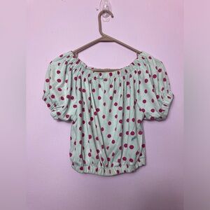 Vintage Cropped Off the Shoulder Polka Dot Top Medium